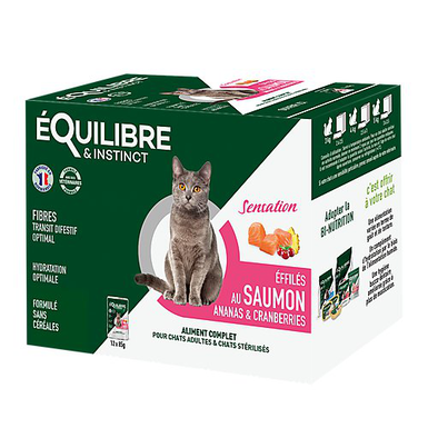 Equilibre & Instinct - Sachets Fraîcheurs Sensation Saumon et Ananas pour Chat - 12x85g