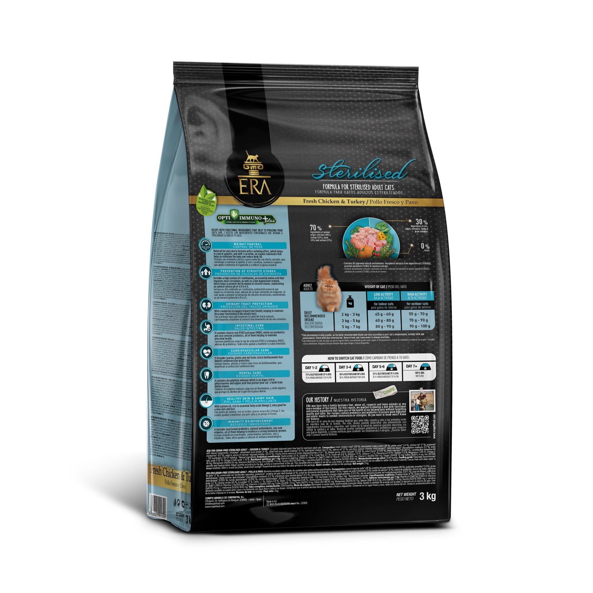 Era - Croquettes Sans C&eacute;r&eacute;ales Poulet et Dinde pour Chats St&eacute;rilis&eacute;s - 3kg Image num&eacute;ro 2