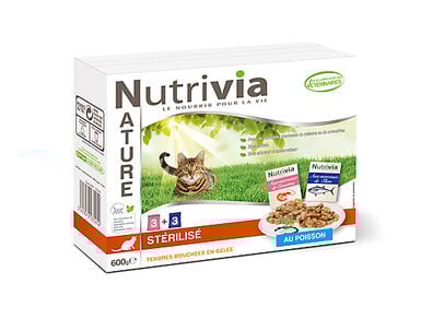 Nutrivia Nature - Sachets Bouchées Stérilisé en Gelée Poisson pour Chat - 6x100g