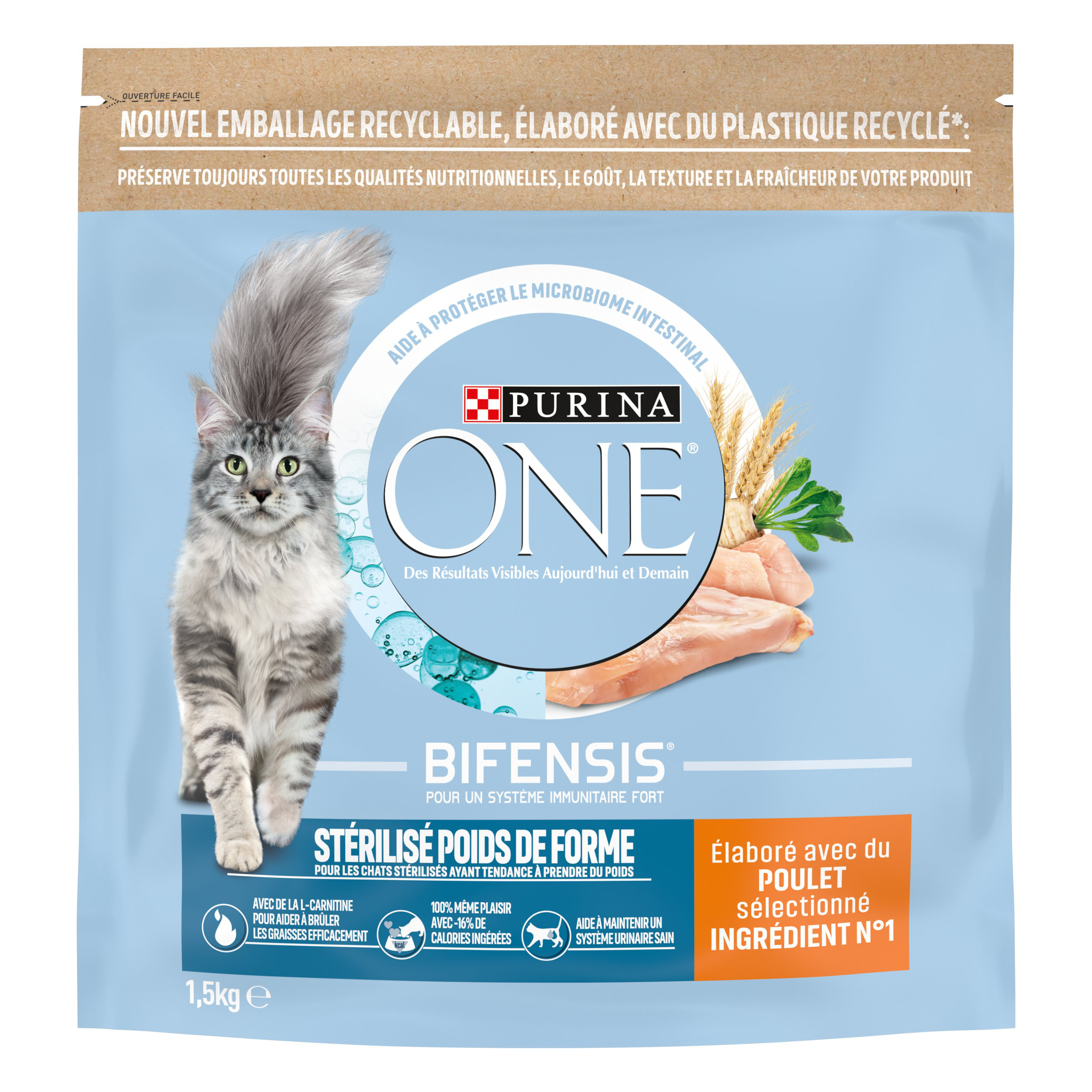 Purina One - Croquettes St&eacute;rilis&eacute; Poids de forme au Poulet pour chats  adultes - 1,5Kg Image num&eacute;ro 1
