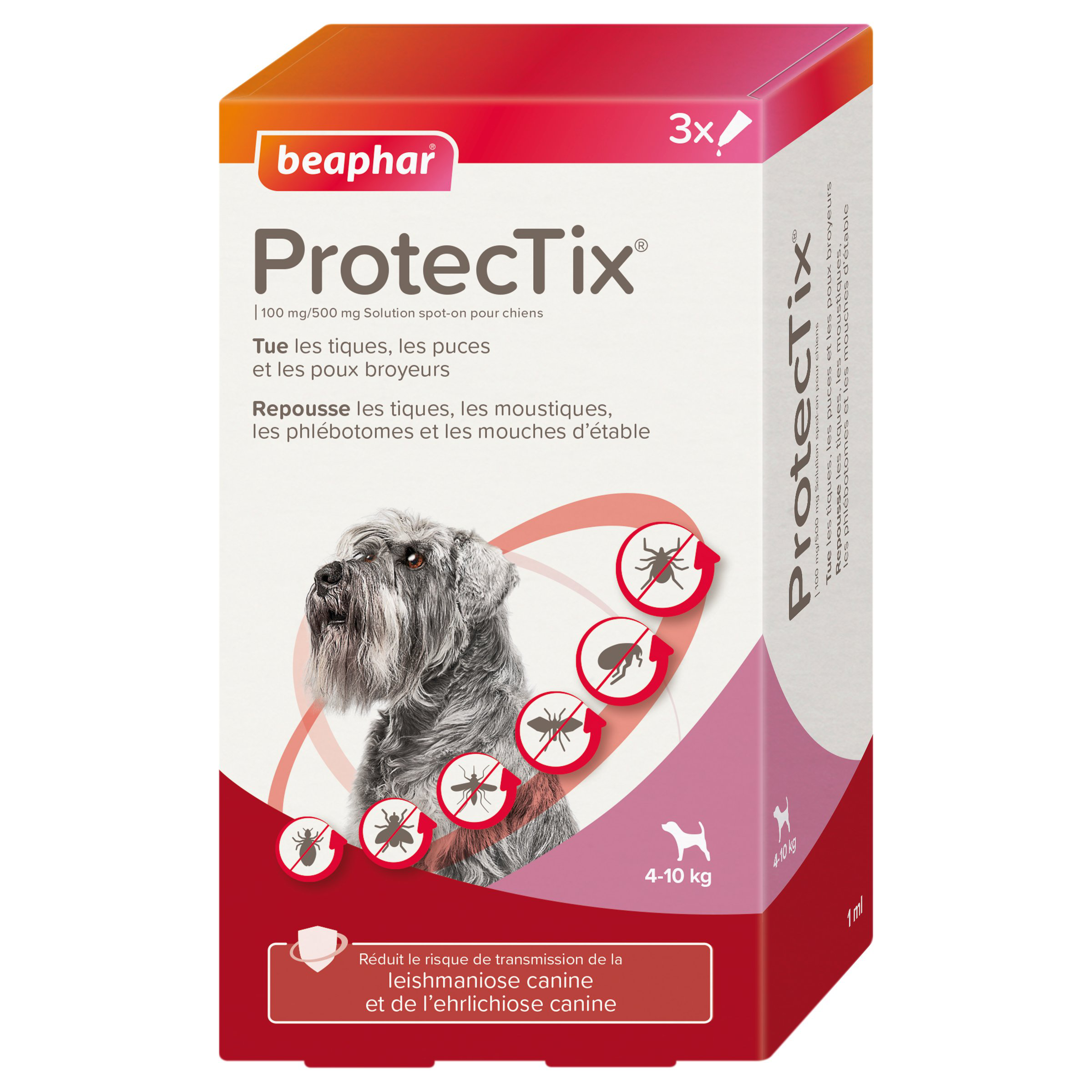 Beaphar - ProtecTix 100 mg/500 mg Solution Spot-on pour Chiens entre 4 et 10kg  - 3x1ml Image num&eacute;ro 1