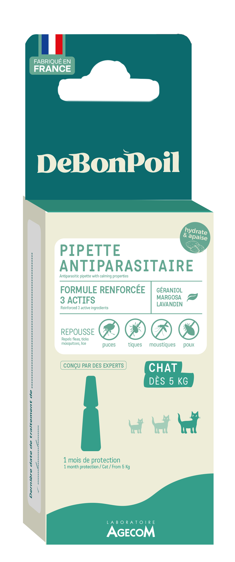 DeBonPoil - Pipette Antiparasitaire 3 Actifs pour Chat - x1 Image num&eacute;ro 1