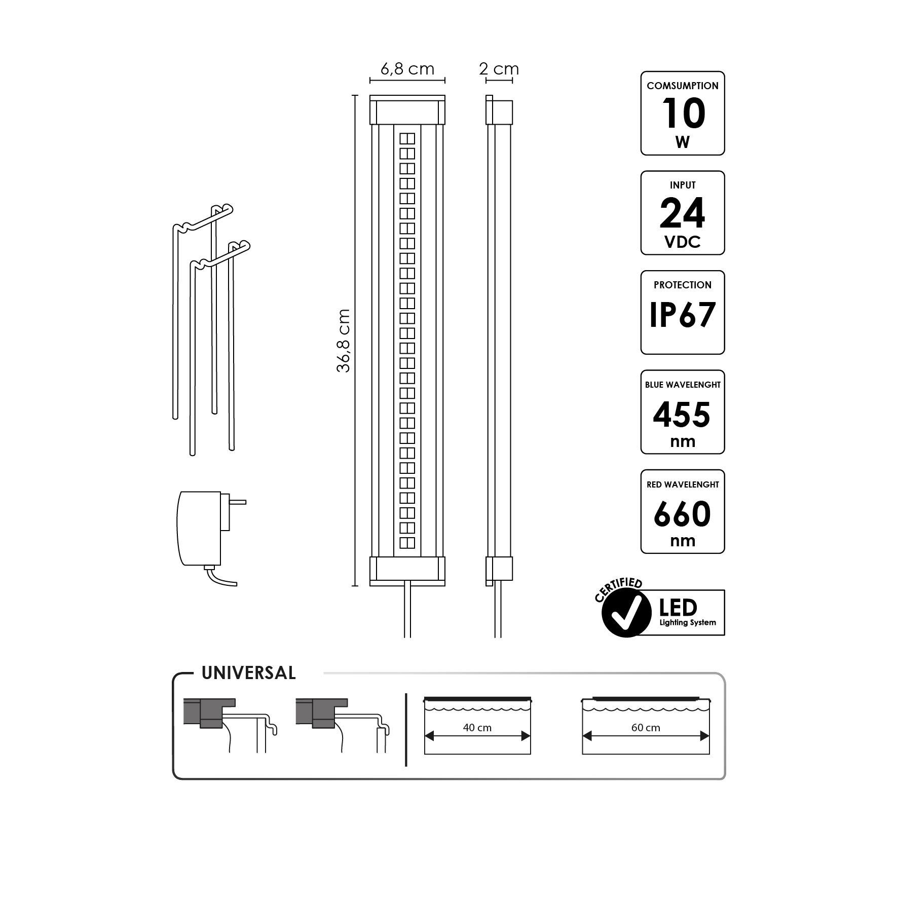 Ciano - Rampe Led CLE 40 Plants Noir pour Aquarium d'Eau Douce Image num&eacute;ro 4