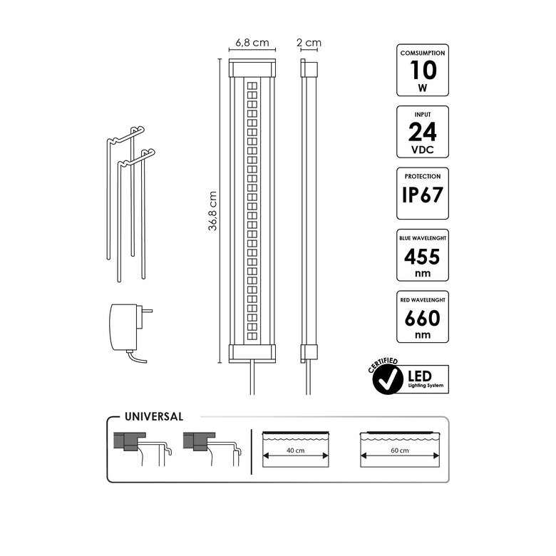 Ciano - Rampe Led CLE 40 Plants Noir pour Aquarium d'Eau Douce Image numéro 4 Ciano - Rampe Led CLE 40 Plants Noir pour Aquarium d'Eau Douce Image numéro 4
