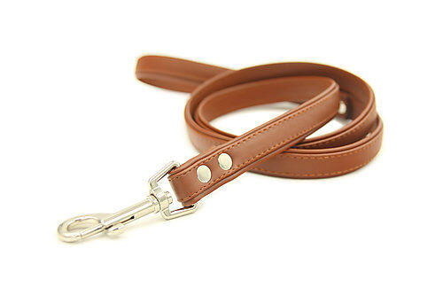 Matteo - Laisse Cuir de Cactus 2x120cm pour Chiens - Marron Image num&eacute;ro 1