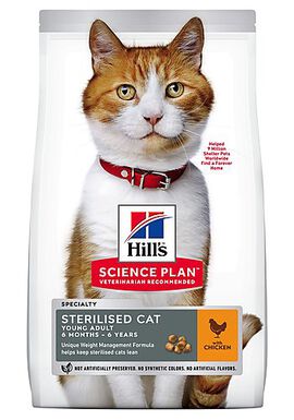 Hill's Science Plan - Croquettes Sterilised Young Adult Poulet pour Chat - 1,5Kg