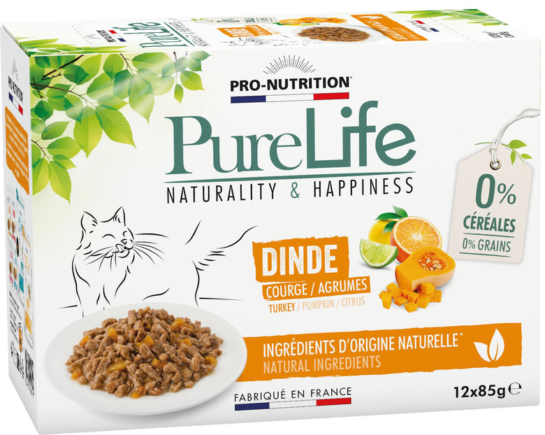 Flatazor - Pochons PURELIFE Effilés en Sauce à la Dinde pour Chat - 12x85g Image numéro 1 Flatazor - Pochons PURELIFE Effilés en Sauce à la Dinde pour Chat - 12x85g Image numéro 1