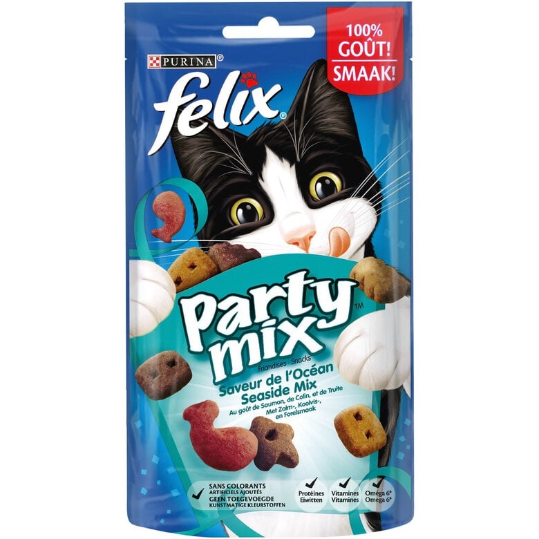 Felix - Friandises Party Mix Saveur de l'Océan pour Chat - 60g Image numéro 1 Felix - Friandises Party Mix Saveur de l'Océan pour Chat - 60g Image numéro 1
