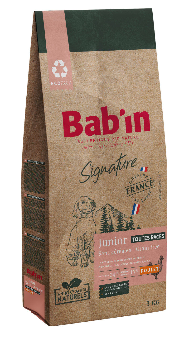 Bab'in - Croquettes sans c&eacute;r&eacute;les Poulet pour Chiots - 3kg Image num&eacute;ro 1