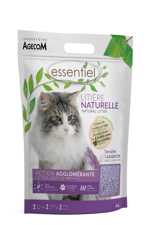 Essentiel - Litière Naturelle Agglomérante Soja Lavande pour Chat - 6L Image numéro 1 Essentiel - Litière Naturelle Agglomérante Soja Lavande pour Chat - 6L Image numéro 1