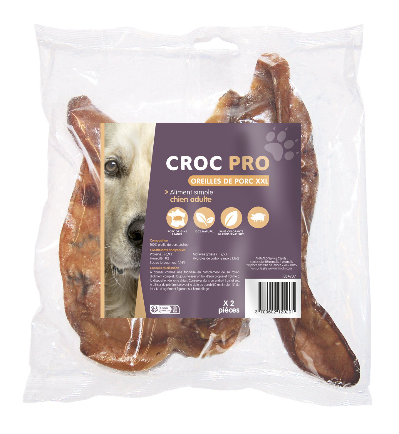 Croc Pro - Oreilles de Porc XXL pour Chien - x2 Image num&eacute;ro 1