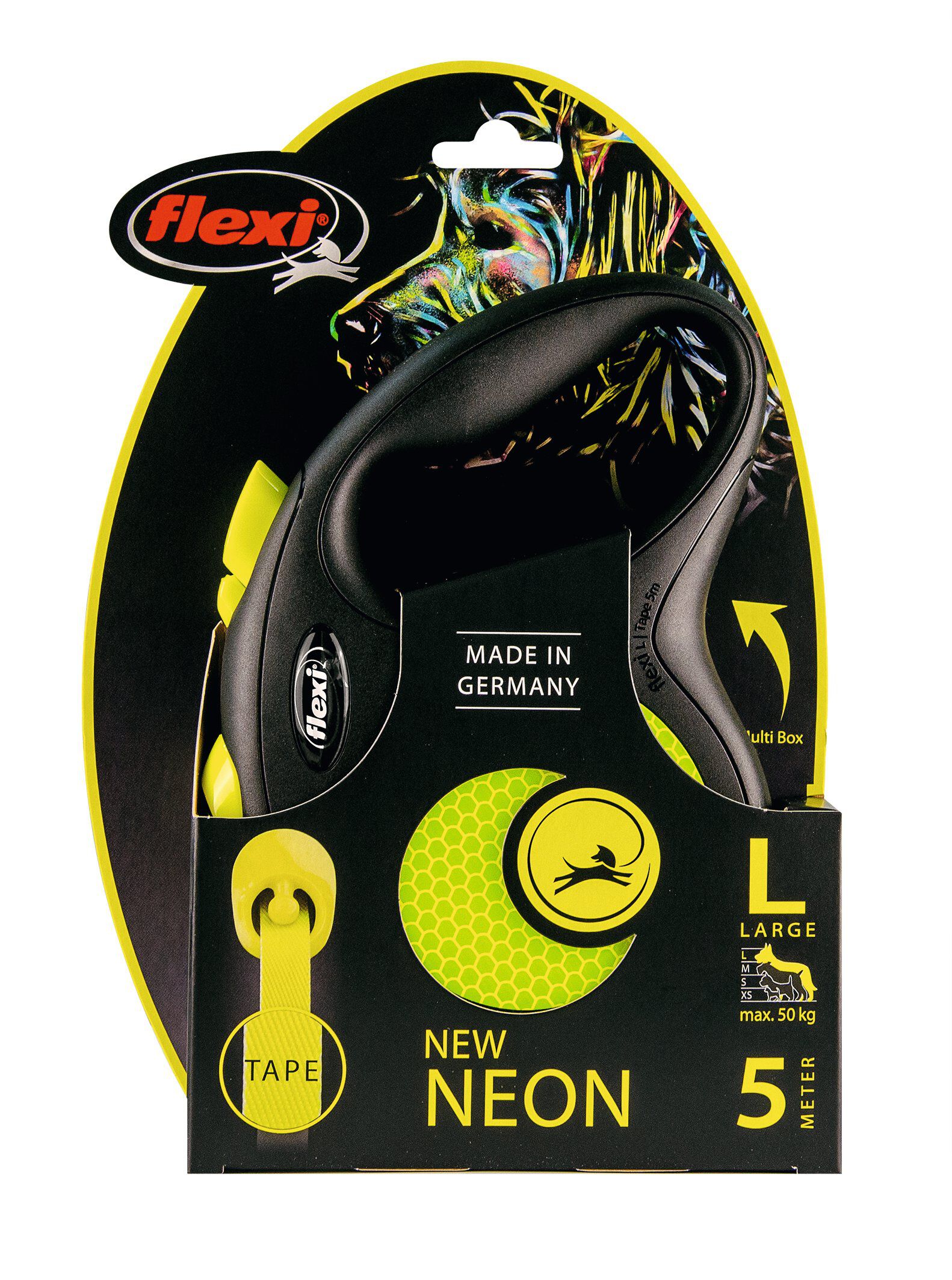 Flexi - Laisse &agrave; Enrouleur New Neon Sangle Noir et Jaune L pour Chiens - 5m Image num&eacute;ro 3