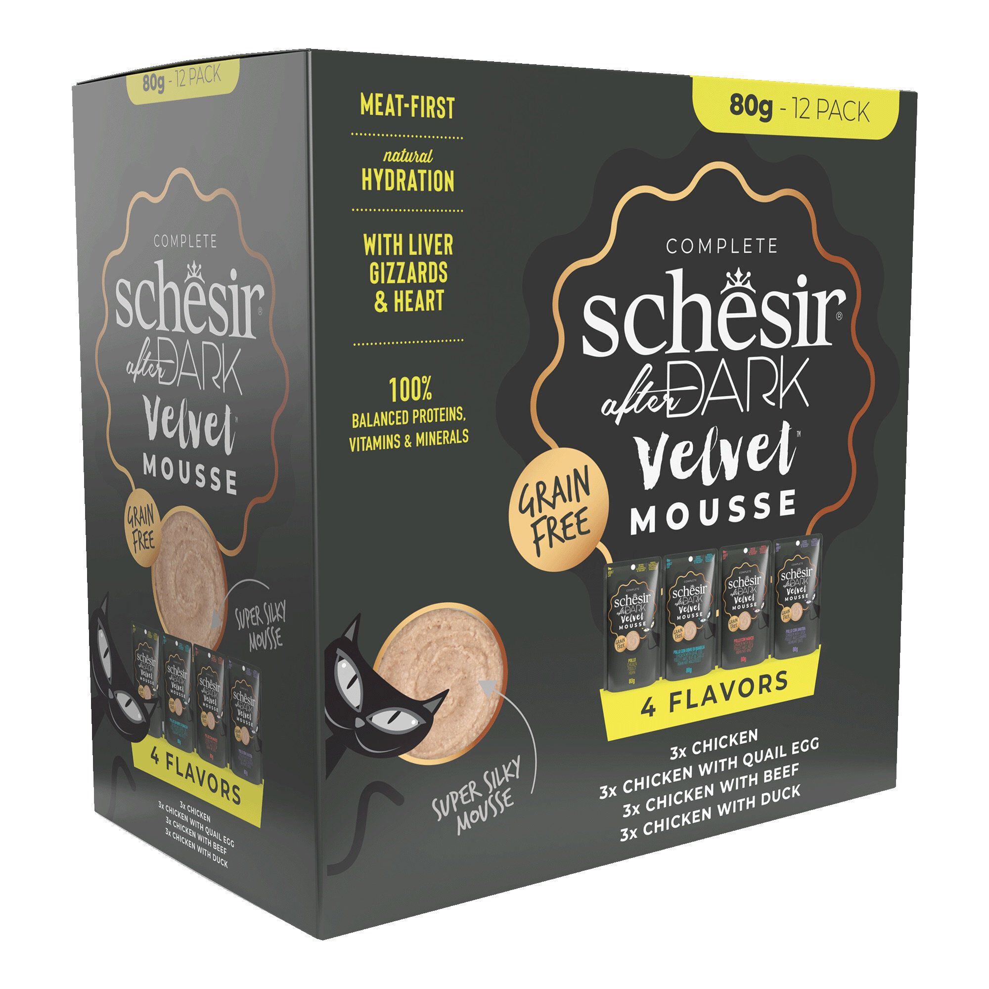Schesir - Coffret After Dark Velvet Mousse Pack 4 Vari&eacute;t&eacute;s - 12x80g Image num&eacute;ro 1