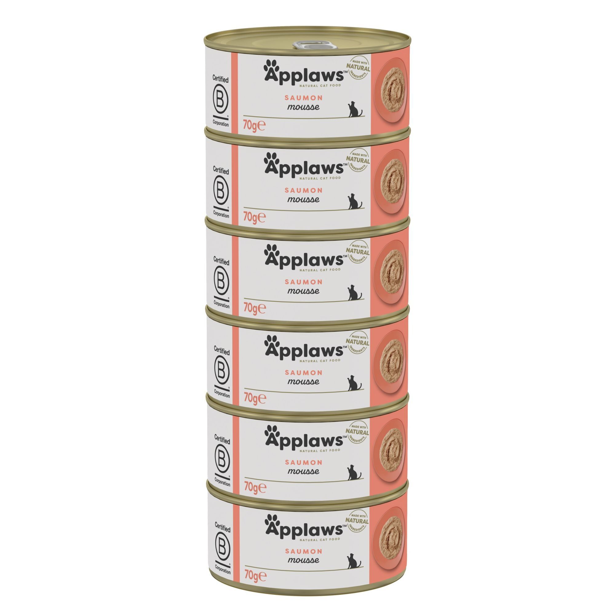 Applaws - Boites Multipack en Mousse au Saumon pour Chats - 6x70g Image num&eacute;ro 1