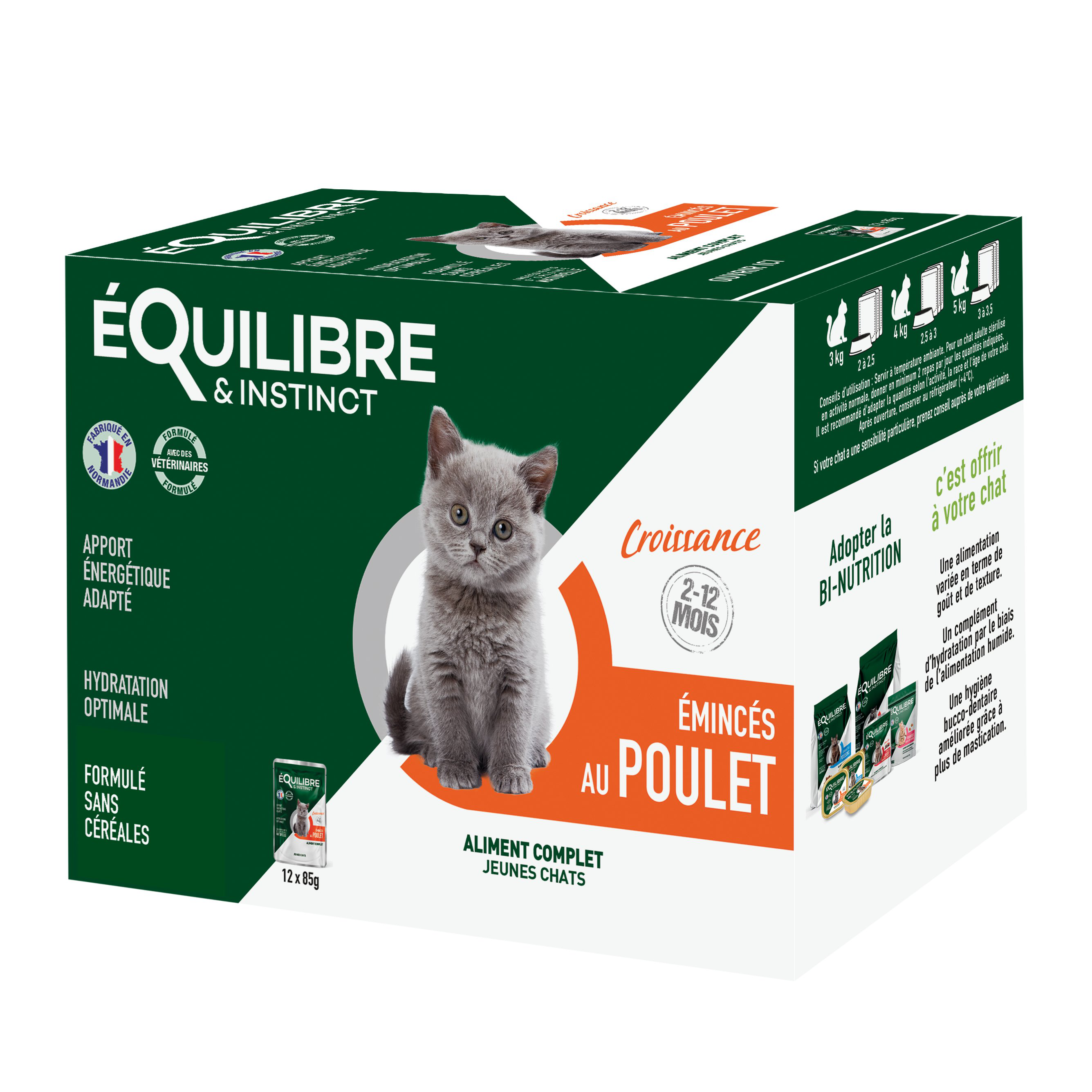 &Eacute;quilibre & Instinct - Sachets Fra&icirc;cheurs au Poulet pour Chaton - 12x85g Image num&eacute;ro 1
