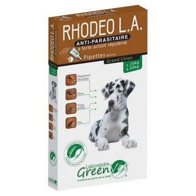 Greenvet - Pipettes Répulsives Rhodeo L.A Actifs Naturels pour Chiens 25-50Kg - 4x6ml