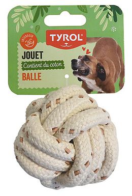 Tyrol - Jouet Naturel Balle en Corde Coton pour Chien - 7cm