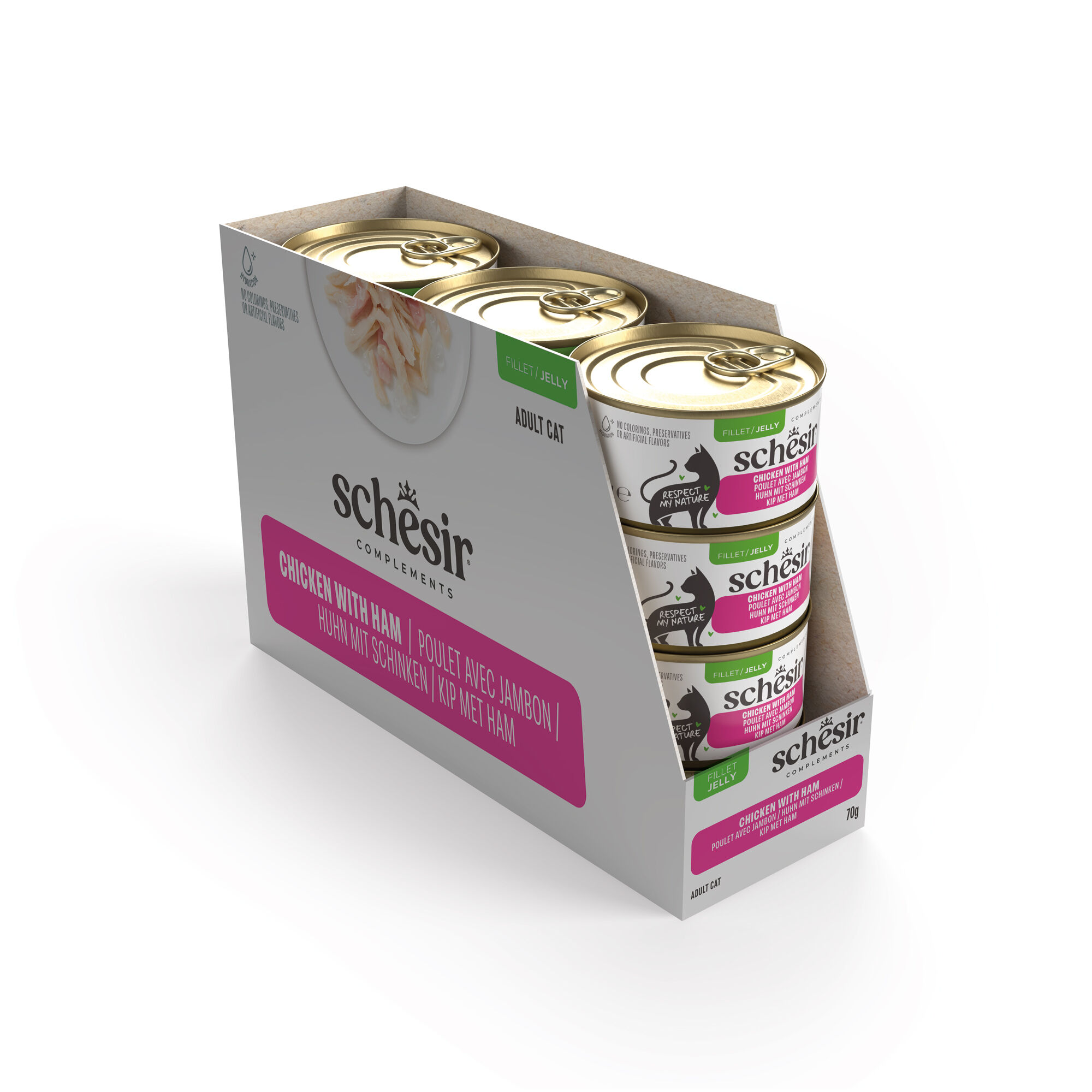 Schesir - P&acirc;t&eacute;e en Gel&eacute;e au Poulet et Jambon pour Chats - 70g Image num&eacute;ro 3