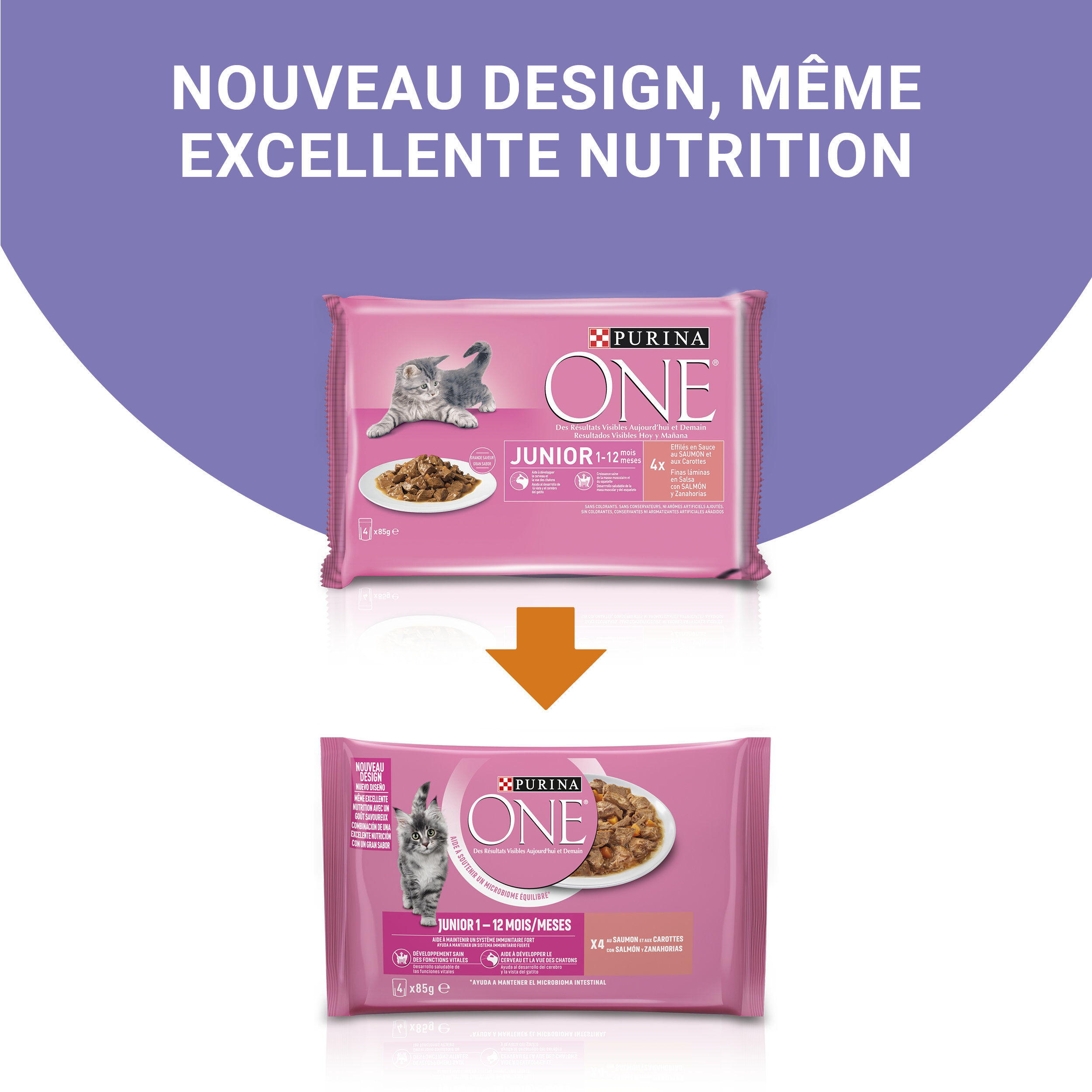 PURINA ONE - Sachets fra&icirc;cheurs au Saumon pour Chatons - 4x85g Image num&eacute;ro 3