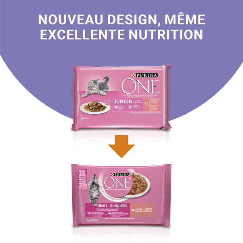 PURINA ONE - Sachets fraîcheurs au Saumon pour Chatons - 4x85g Image numéro 3 PURINA ONE - Sachets fraîcheurs au Saumon pour Chatons - 4x85g Image numéro 3