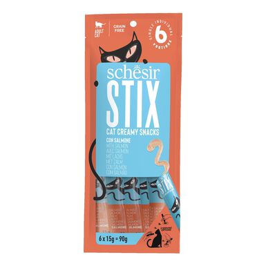 Schesir - Friandises Stix Snacks Crémeux avec Saumon - 6x15g