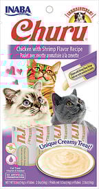 Inaba - Friandises Churu Poulet avec Recette à la Crevette pour Chats - 4x14g