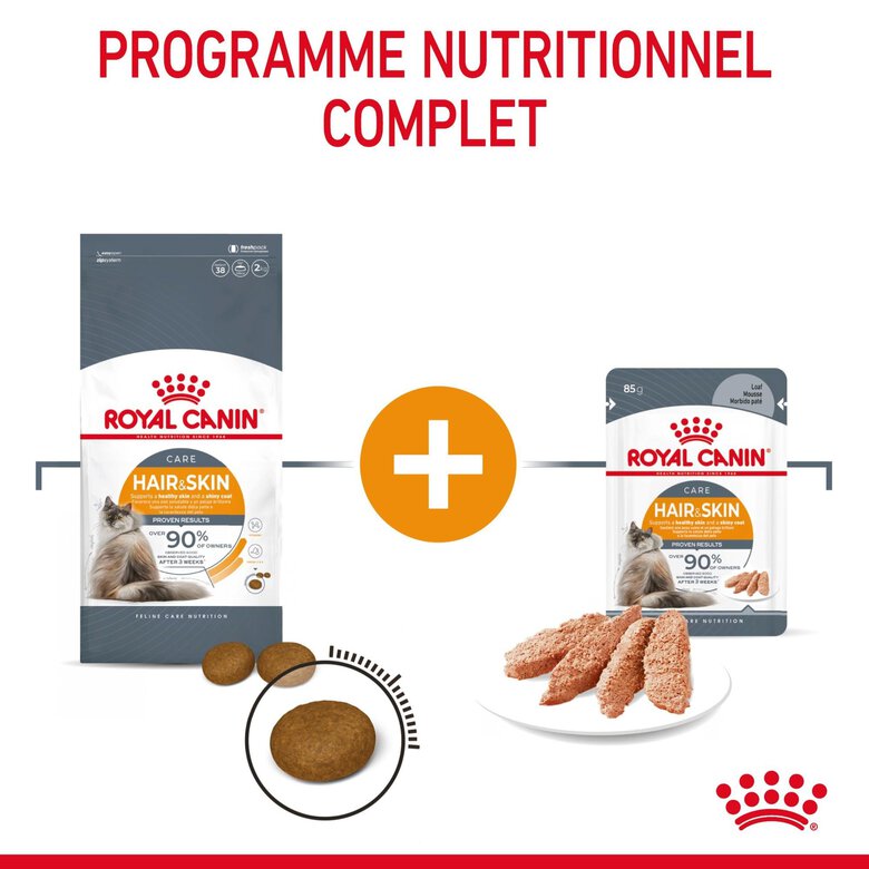ROYAL CANIN - PÂTEE HAIR & SKIN EN MOUSSE CHAT ADULTE PEAU ET PELAGE - 12x85g Image numéro 6 ROYAL CANIN - PÂTEE HAIR & SKIN EN MOUSSE CHAT ADULTE PEAU ET PELAGE - 12x85g Image numéro 6