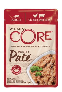 WELLNESS CORE - Repas Complet Purely Pâté au Poulet & Boeuf - 85g