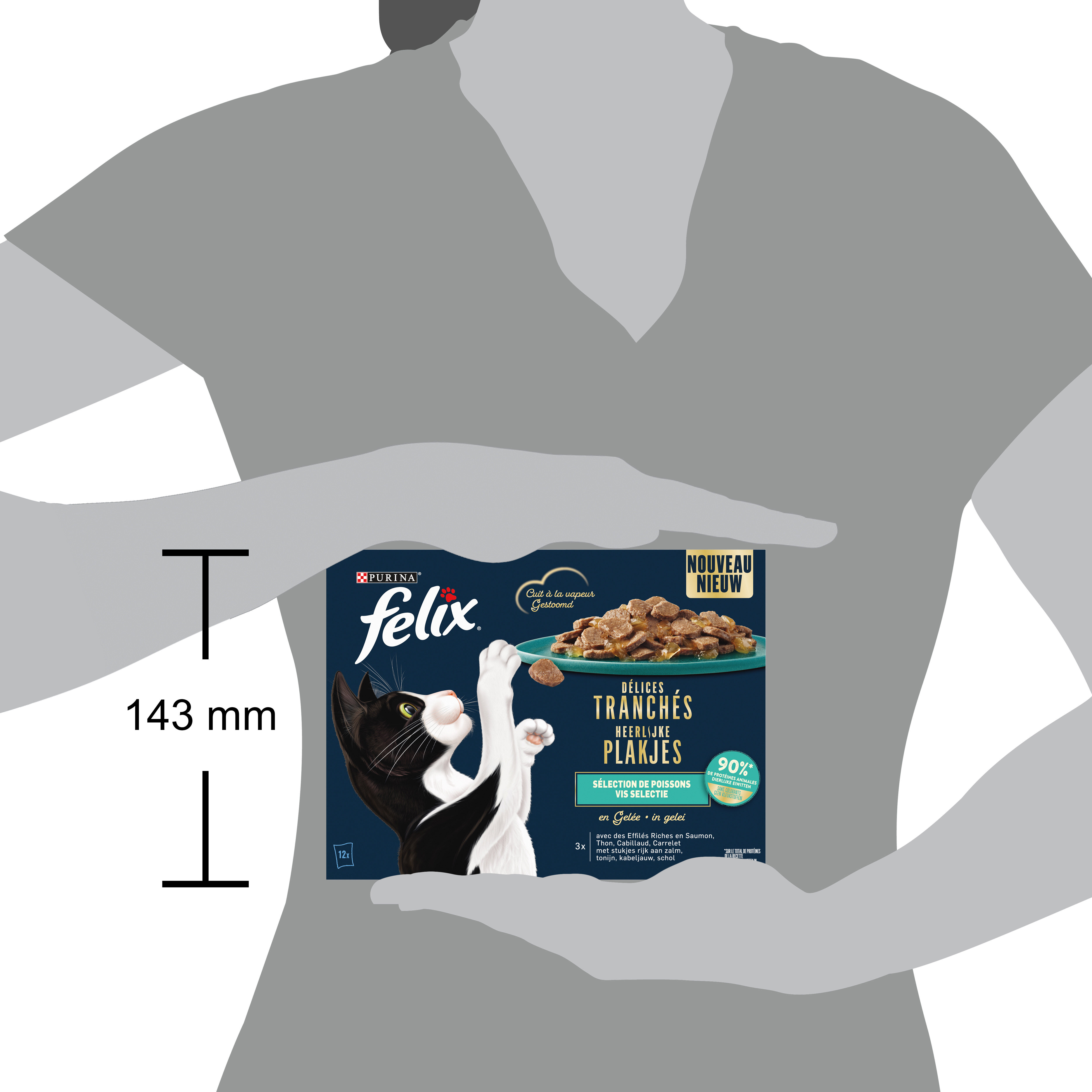 FELIX - Sachets Fra&icirc;cheur D&eacute;lices Tranch&eacute;s en Gel&eacute;e S&eacute;lection Poissons pour chats adultes - 12x80g Image num&eacute;ro 4