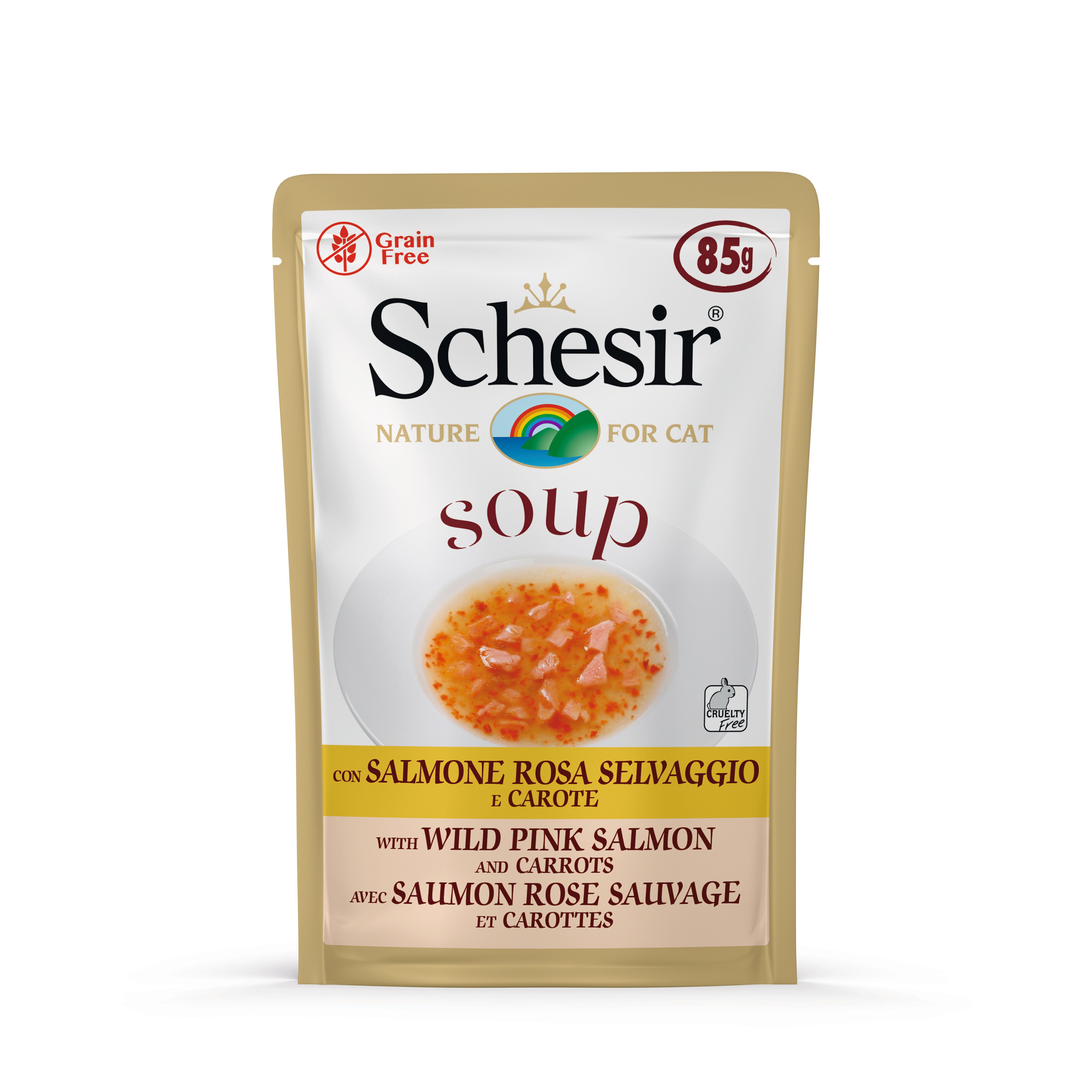 Schesir - Soupe au Saumon rose Sauvage et Carottes pour Chat - 85g Image num&eacute;ro 1
