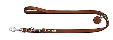 Hunter - Laisse Réglable en Cuir de Bœuf Cognac