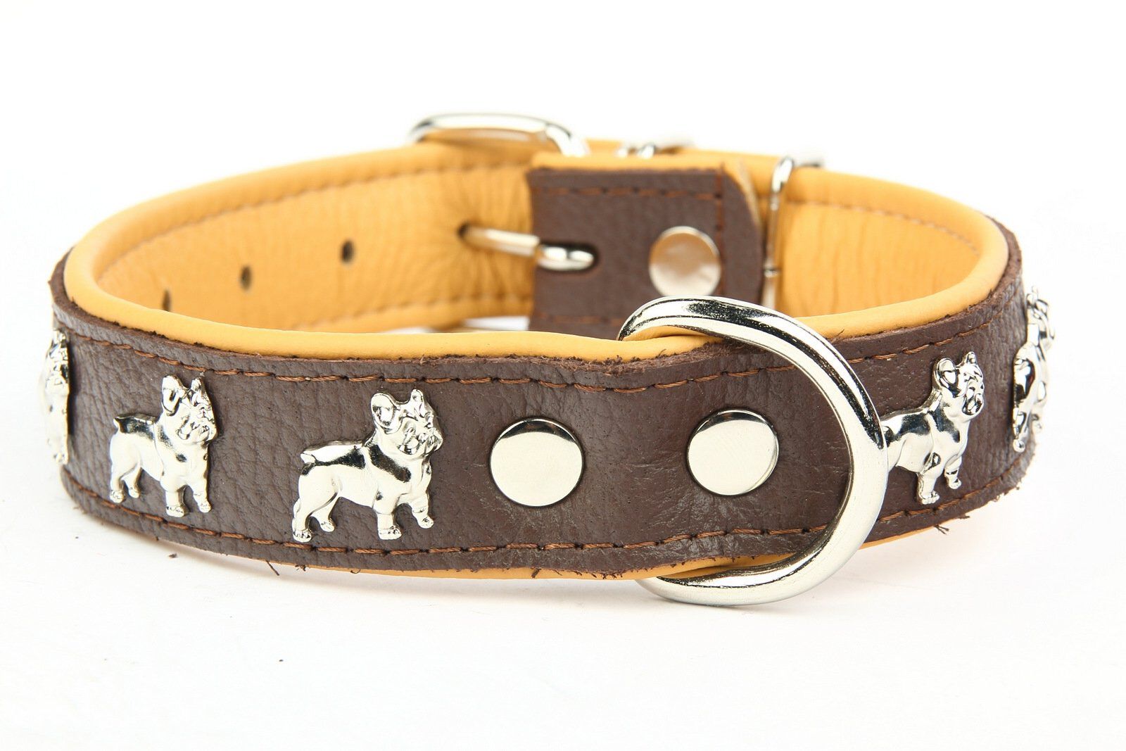 Yogipet - Collier Super Bouledogue Fran&ccedil;ais Cuir pour Chien Marron - T60 41/55cm Image num&eacute;ro 2
