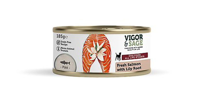 Vigor & Sage - Pâtée Racine de Lys et Saumon pour Chien - 185g image number null