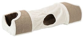 Trixie - Tunnel à griffer avec 2 abris peluche/sisal gris clair/brun - 110 x 30 x 38 cm