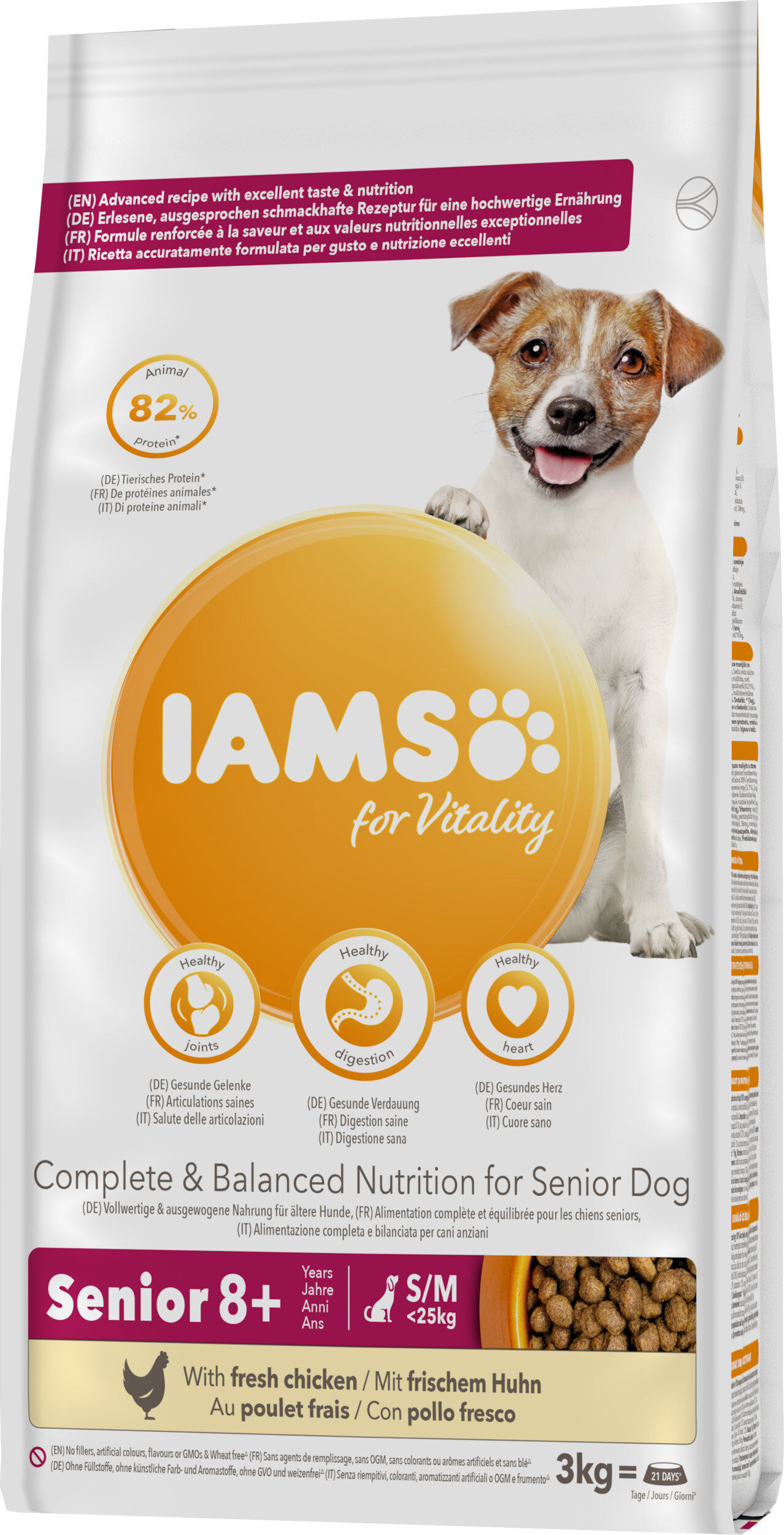 Iams - Croquettes for Vitality Chien Senior Petite et Moyenne Race Au poulet frais - 3kg Image num&eacute;ro 1