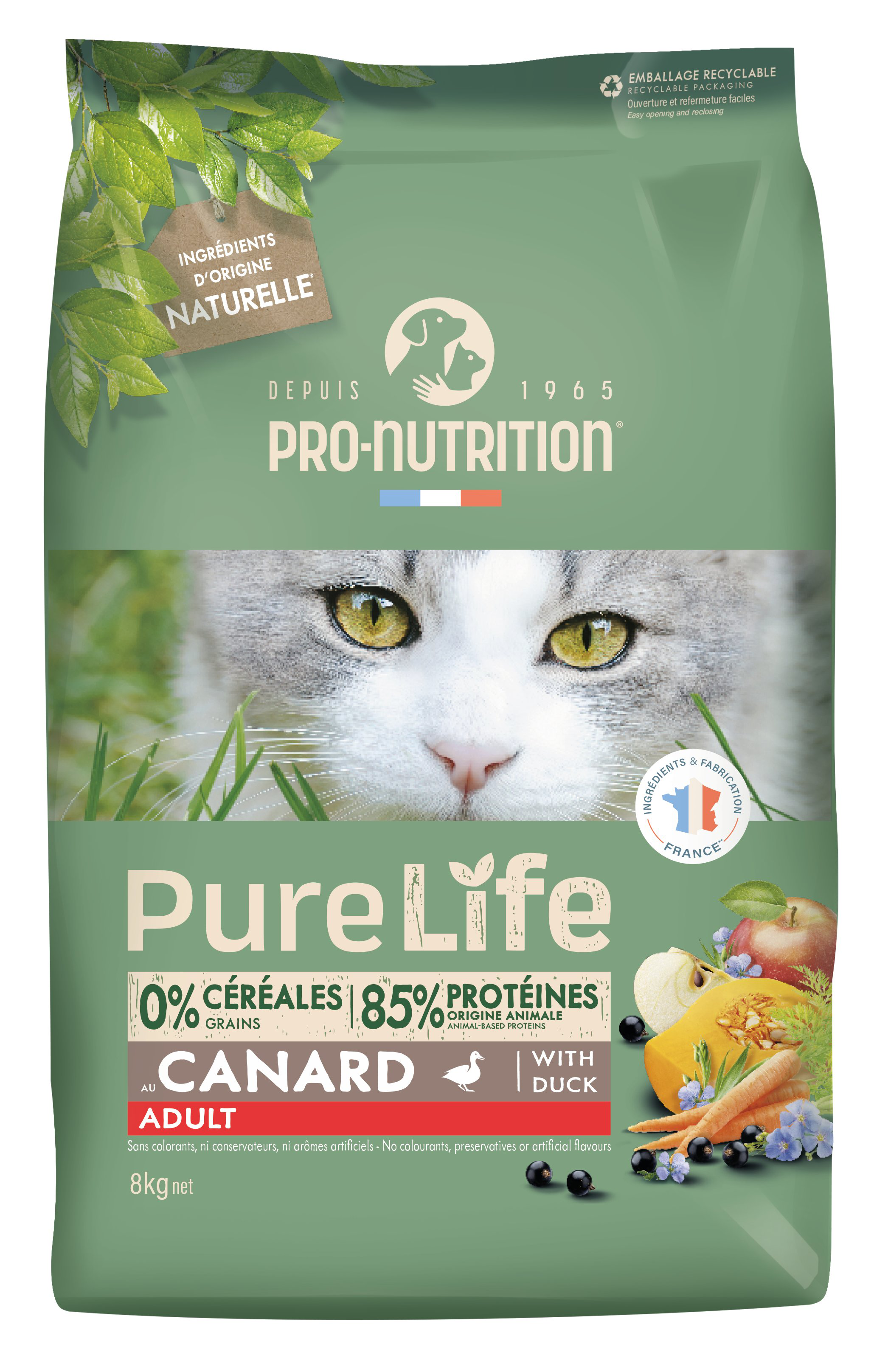 Pro-Nutrition - Croquettes Pure Life Chat Adult Canard - 8kg Image num&eacute;ro 1