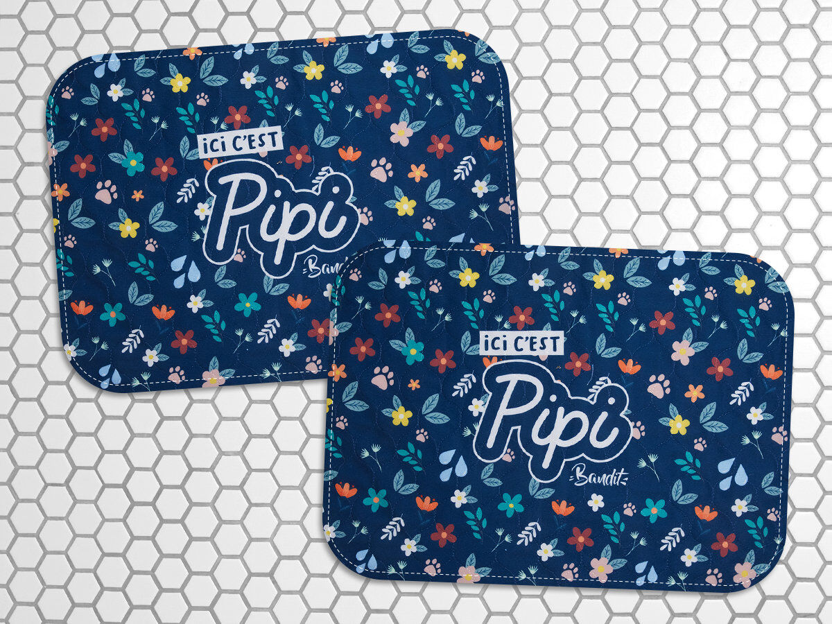 French Bandit - Lot 2 Tapis de Propret&eacute; Lavable Bandit pour Chiots - Bleu Image num&eacute;ro 1