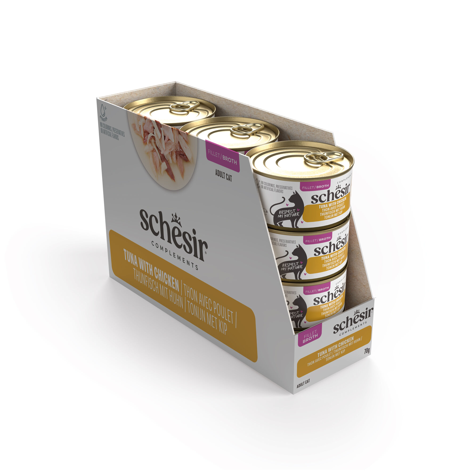 Schesir - P&acirc;t&eacute;e en Gel&eacute;e Thon et Poulet en Bouillon Pour Chats - 70g Image num&eacute;ro 3