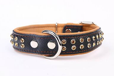 Yogipet - Collier Cuir Skóra Crystal pour Chien Marron