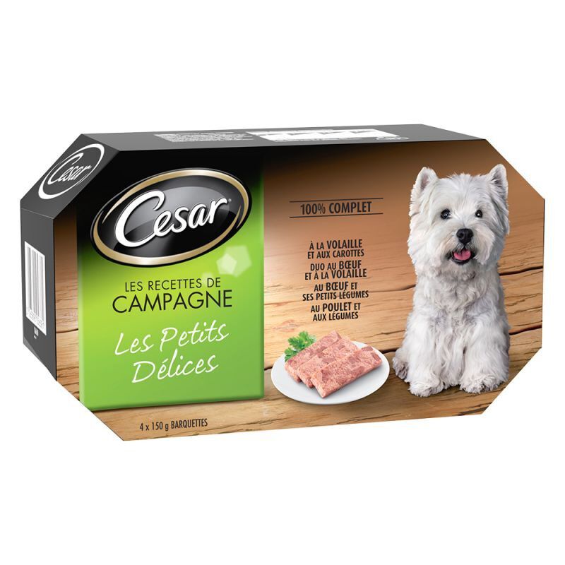 Cesar - Terrines Les Petits D&eacute;lices aux Viandes pour Chien - 4x150g Image num&eacute;ro 1