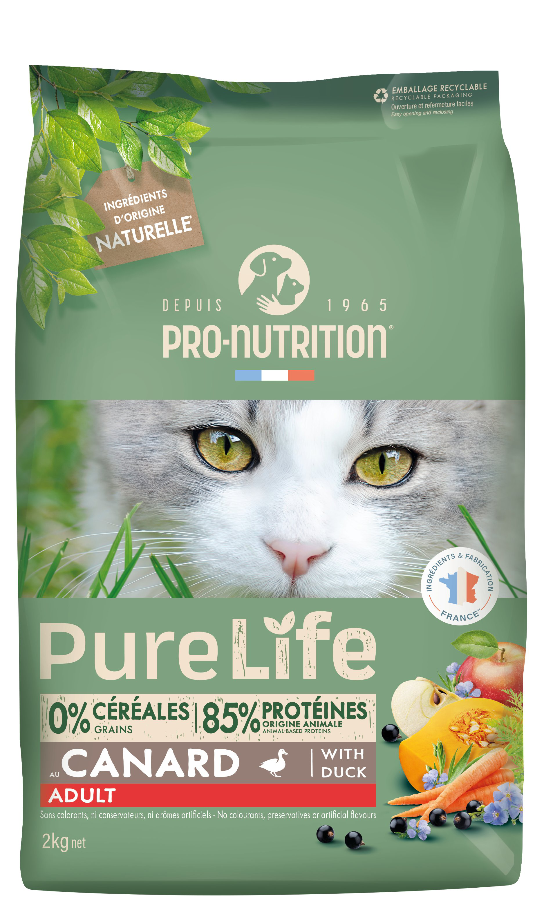 Pro-Nutrition - Croquettes Pure Life Chat Adult Canard - 2kg Image num&eacute;ro 1