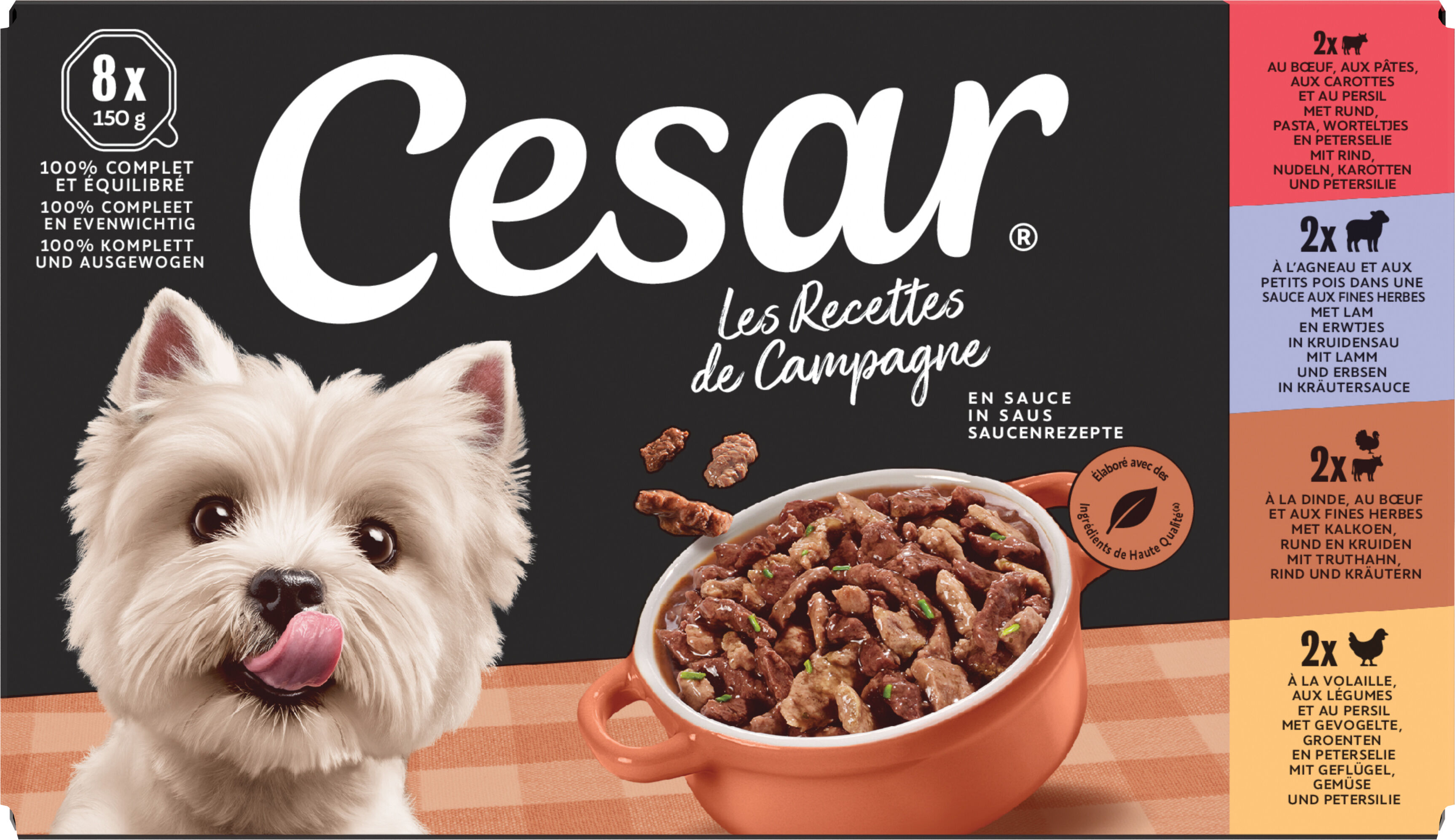 Cesar -  Barquettes Mini Filets en Sauce 4 vari&eacute;t&eacute;s pour Chiens - 8x150g Image num&eacute;ro 1
