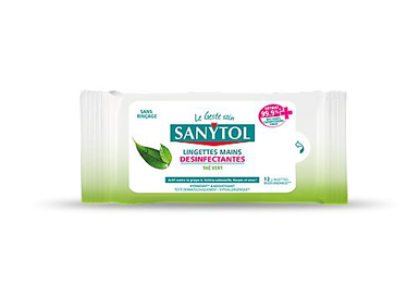 Sanytol - Lingettes Désinfectantes Hydratantes Mains - x12