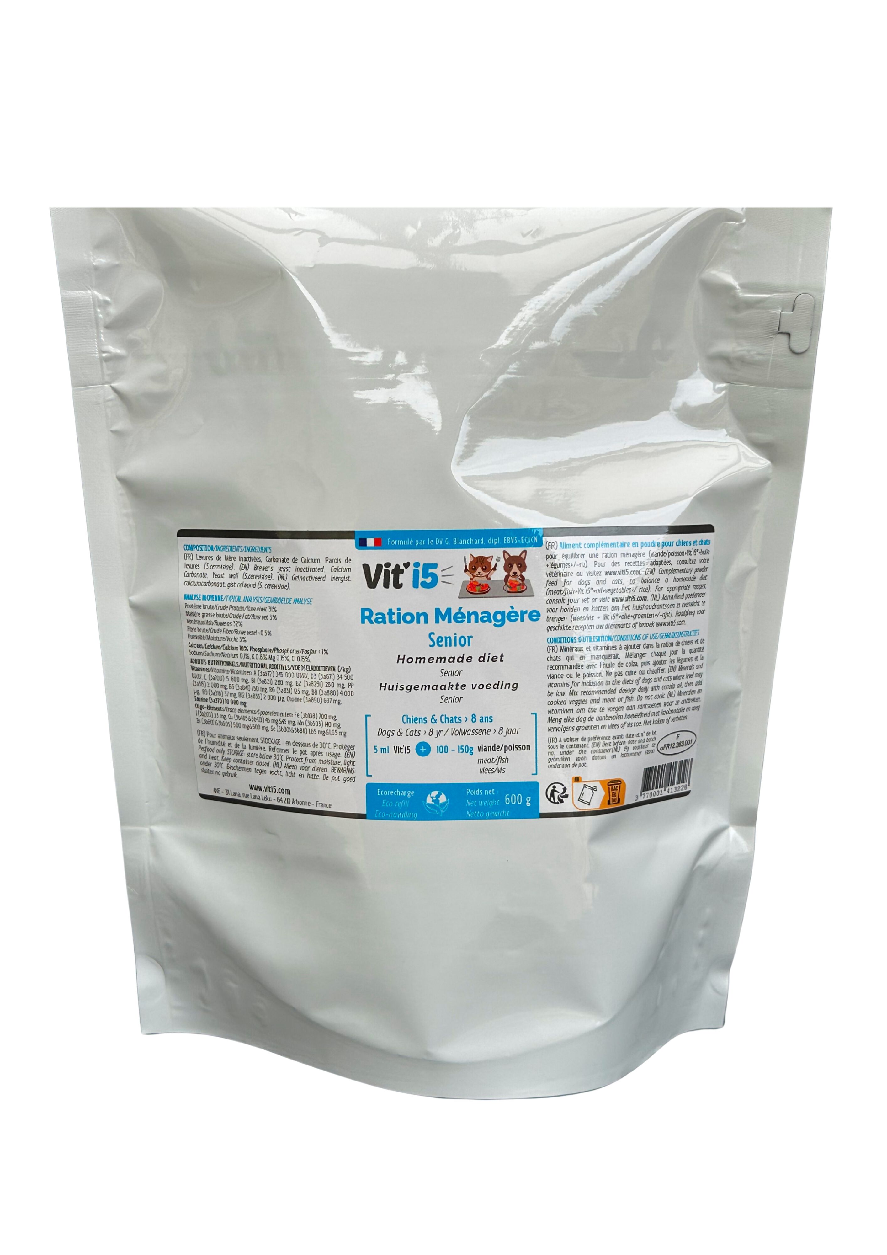 Osalia - Compl&eacute;ment VIT'I5 Bleu Eco Recharge pour Chiens et Chats plus de 8 ans - 600g Image num&eacute;ro 1