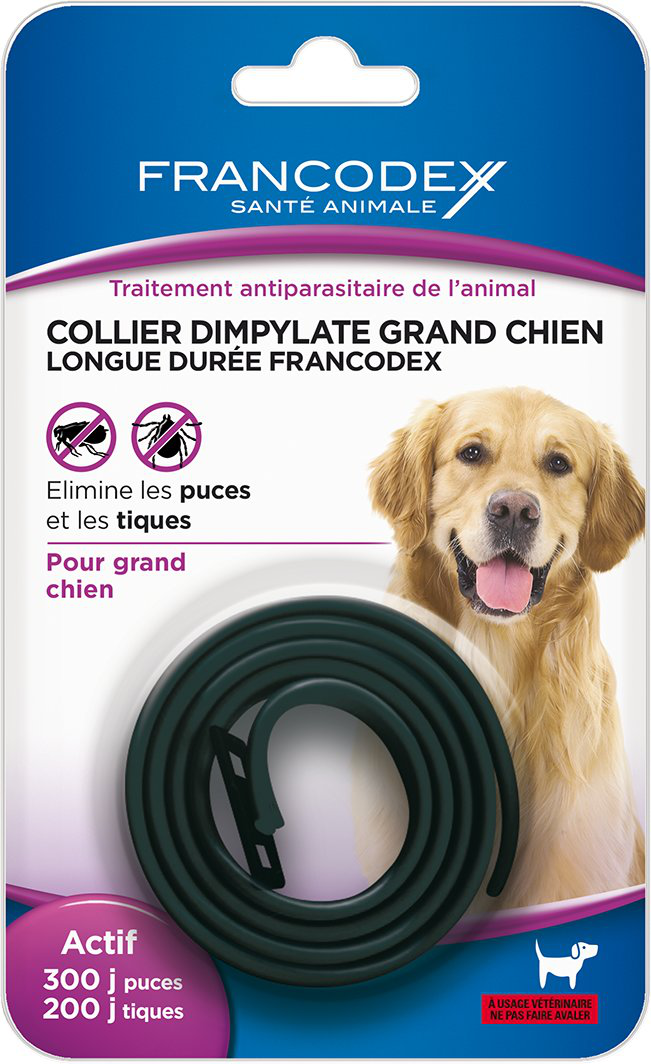 Francodex - Collier Dimpylate &Eacute;limines les Puces 300 Jours pour Grand Chien - Noir Image num&eacute;ro 1