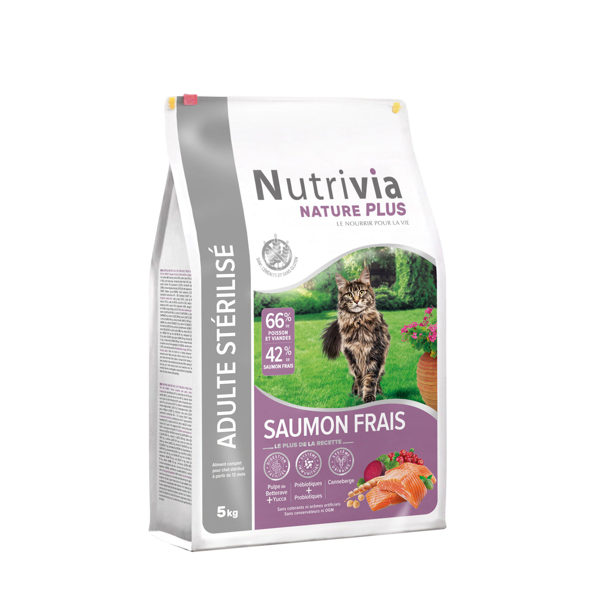 Nutrivia Nature Plus - Croquettes Naturelles au Saumon pour Chats St&eacute;rilis&eacute;s - 5kg Image num&eacute;ro 2