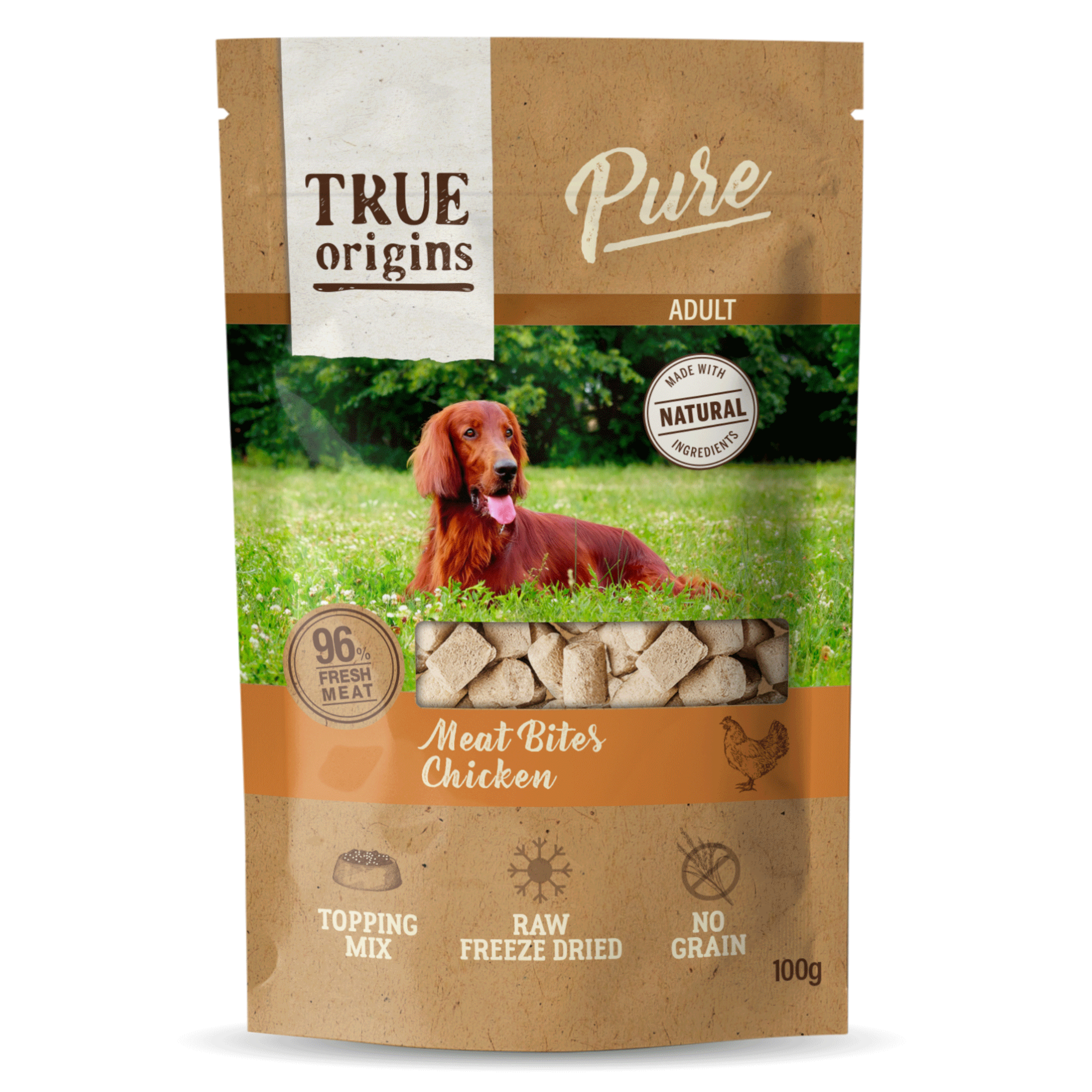 True Origins Pure - Friandises au Poulet pour Chien Adulte - 100g Image num&eacute;ro 1