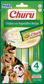 Inaba - Friandises Churu Recette au Poulet et Légumes pour Chiens - 4x14g
