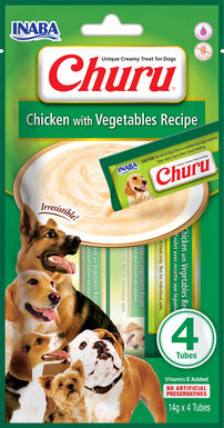 Inaba - Friandises Churu Recette au Poulet et Légumes pour Chiens - 4x14g