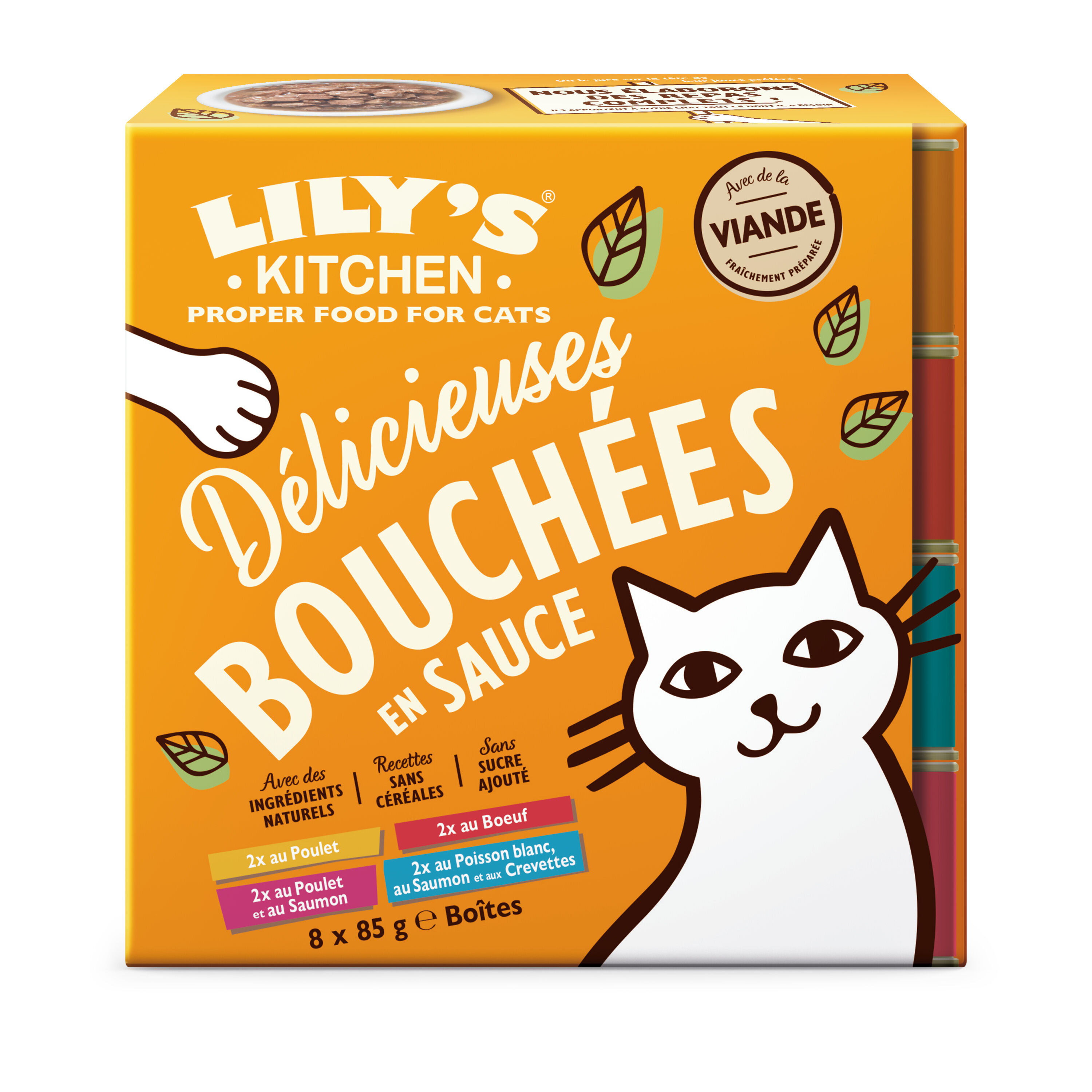 Lily's Kitchen - Bouch&eacute;es en Sauce Poulet Saumon Boeuf Poisson Saumon et Crevettes - 8x85g Image num&eacute;ro 1